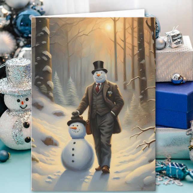 Frosty Elegance Professional Snowman Holiday Card (Creator Uploaded)