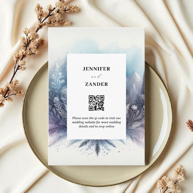 Frosty Elegance Wedding Modern Watercolor Icy  Enclosure Card (Creator Uploaded)