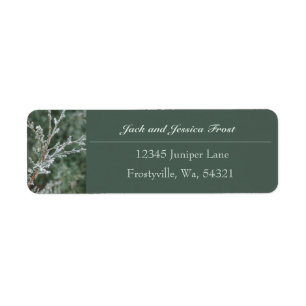 Frosty Evergreen Branch Return Address Label