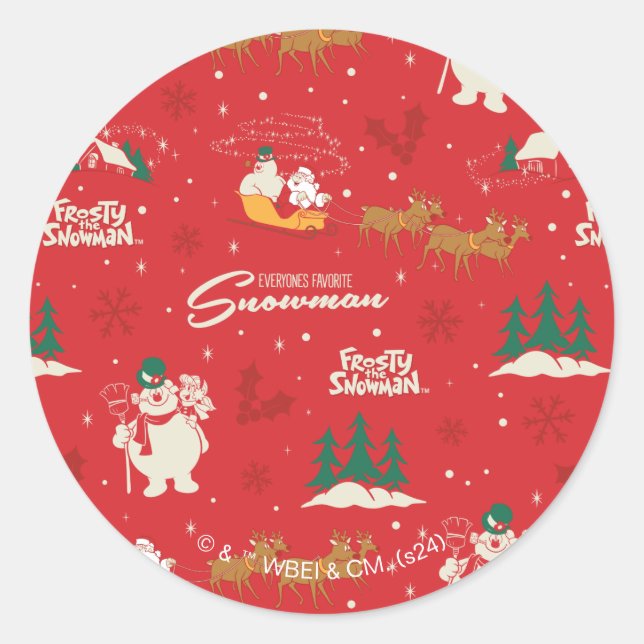 Frosty - Everyone's Favourite Snowman Pattern Classic Round Sticker (Front)