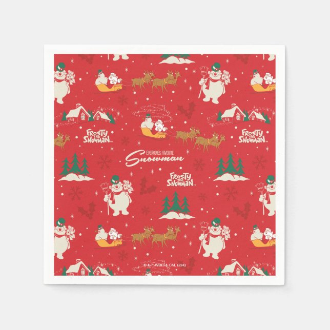 Frosty - Everyone's Favourite Snowman Pattern Napkin (Front)