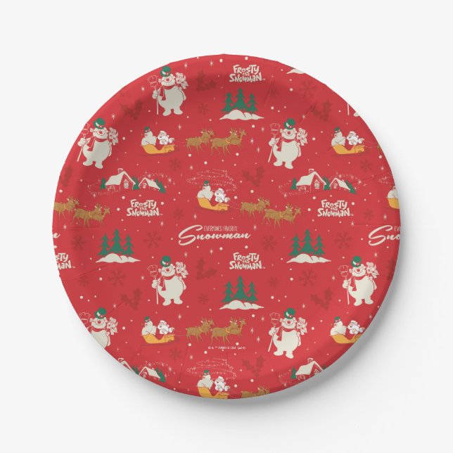 Frosty - Everyone's Favourite Snowman Pattern Paper Plate (Front)