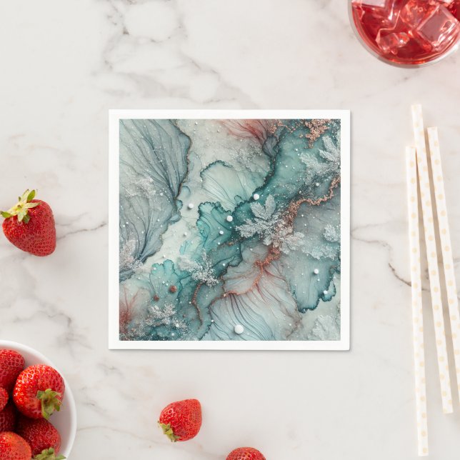  Frosty Fall Morning Alcohol Ink Decoupage Paper Napkin (Insitu)