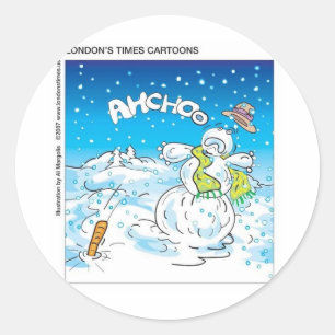 Frosty Fights The Flu Funny Christmas Gifts & Tees Classic Round Sticker