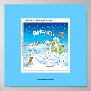 Frosty Fights The Flu Funny Christmas Poster