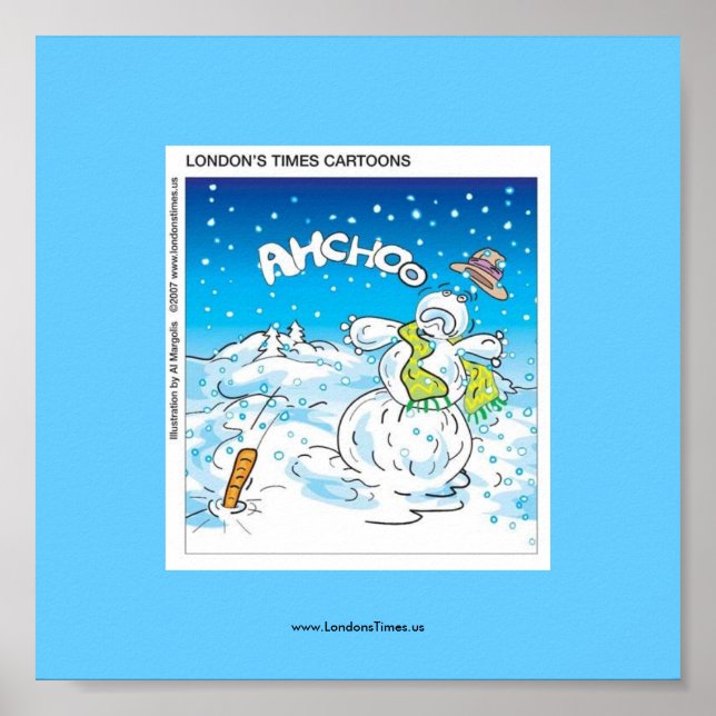 Frosty Fights The Flu Funny Christmas Poster (Front)