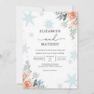 Frosty Floral Winter Wedding Invitation