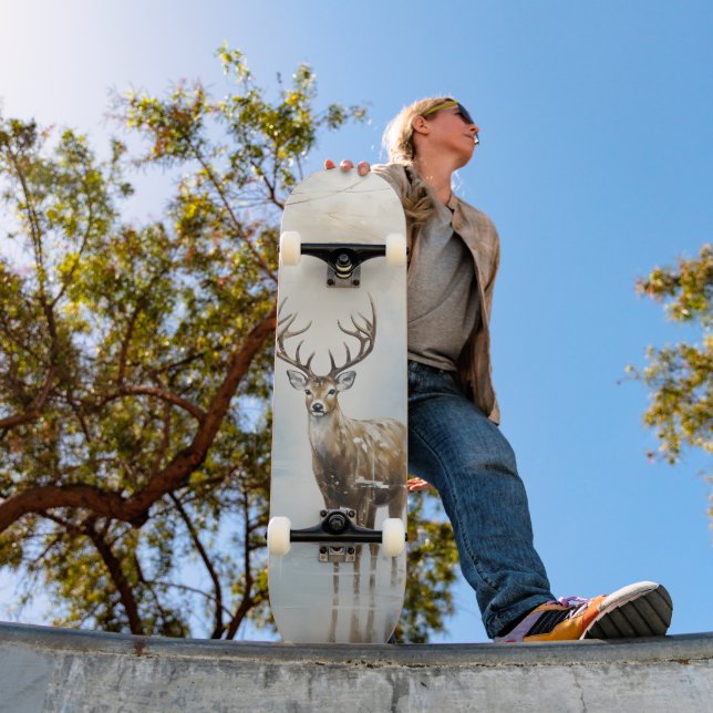 Frosty Forest Woodland Deer Skateboard (Outdoor 1)