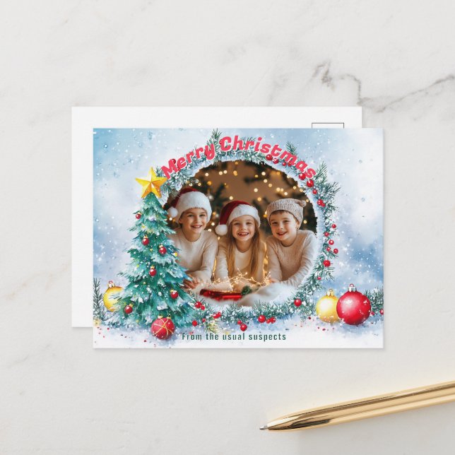 Frosty Frame Holiday Postcard (Front/Back In Situ)