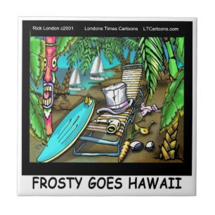 Frosty Goes Hawaii Funny Christmas Tile