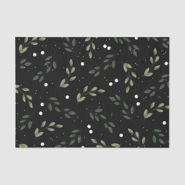 Frosty Green Wreath Tissue Paper (Front)