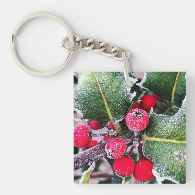Frosty Holly Key Ring (Front)