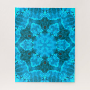 Frosty Ice Blue Snowflake Kaleidoscope Pattern Jigsaw Puzzle