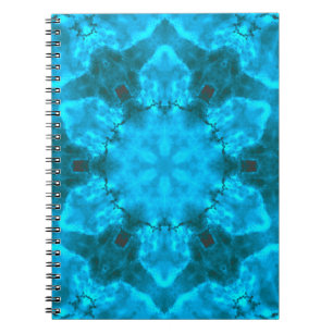 Frosty Ice Blue Snowflake Kaleidoscope Pattern Notebook