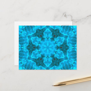 Frosty Ice Blue Snowflake Kaleidoscope Pattern Postcard