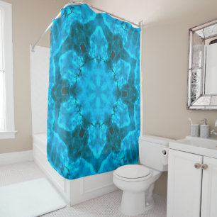 Frosty Ice Blue Snowflake Kaleidoscope Pattern Shower Curtain