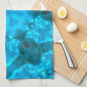 Frosty Ice Blue Snowflake Kaleidoscope Pattern Tea Towel
