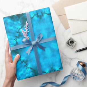 Frosty Ice Blue Snowflake Kaleidoscope Pattern Wrapping Paper