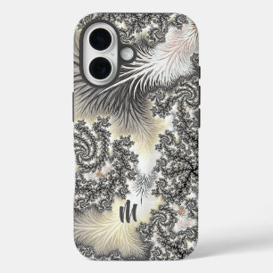 Frosty Ice Crystals Frozen Fractal Monogram iPhone 16 Case
