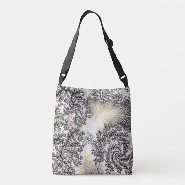 Frosty Ice Crystals Frozen Look Fractal Art Crossbody Bag (Back)