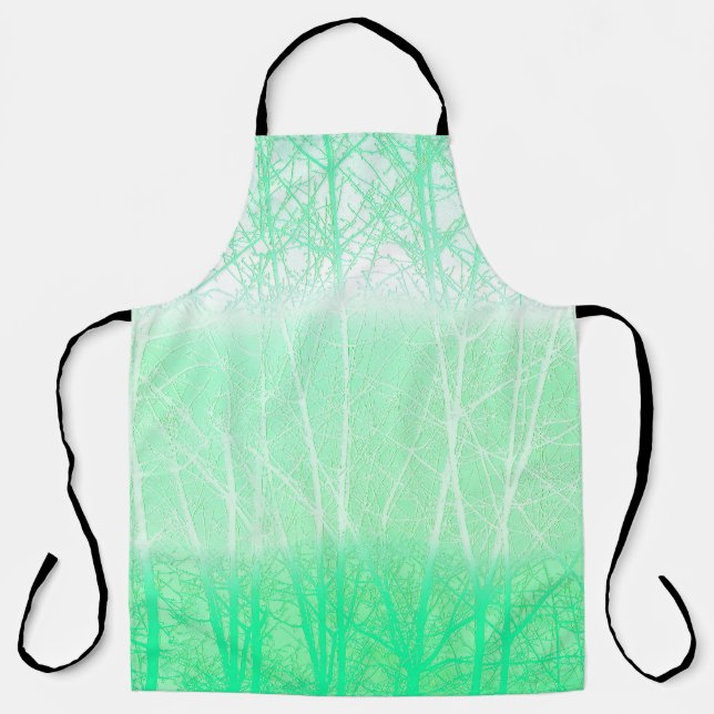 Frosty Misty Branches Mint Green Apron (Front)