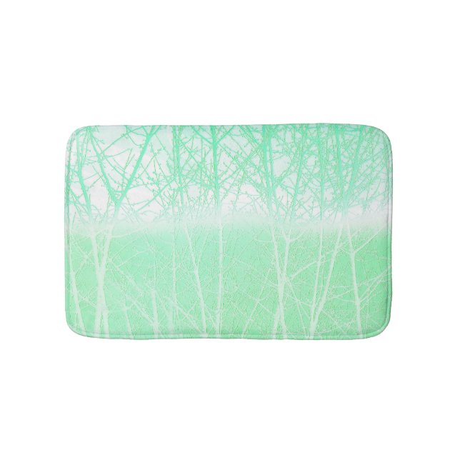 Frosty Misty Branches Mint Green Bath Mat (Front)