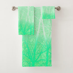 Frosty Misty Branches Mint Green Bath Towel Set