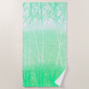 Frosty Misty Branches Mint Green Beach Towel