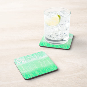 Frosty Misty Branches Mint Green Coaster