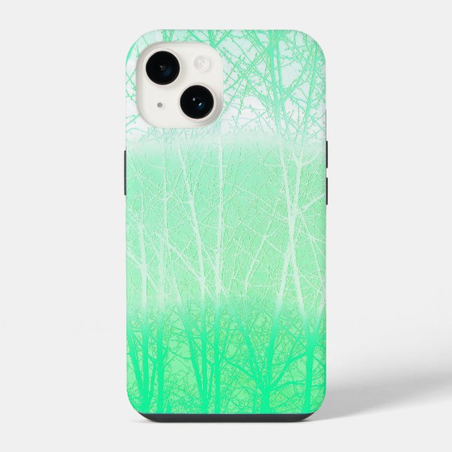 Frosty Misty Branches Mint Green iPhone Case (Back)