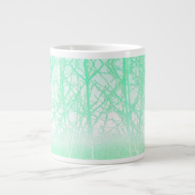 Frosty Misty Branches Mint Green Large Coffee Mug (Front)