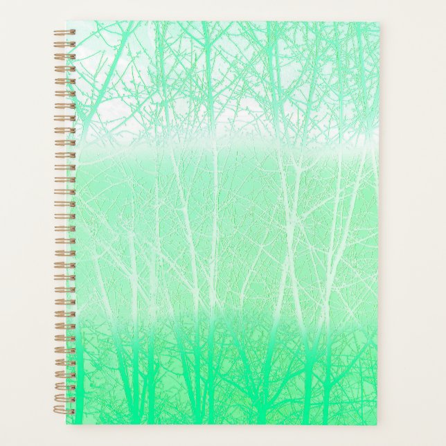 Frosty Misty Branches Mint Green Planner (Front)