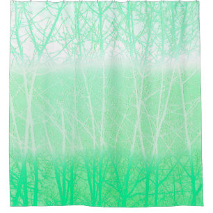Frosty Misty Branches Mint Green Shower Curtain