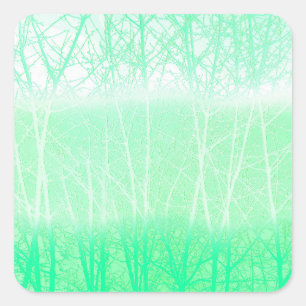 Frosty Misty Branches Mint Green Square Sticker