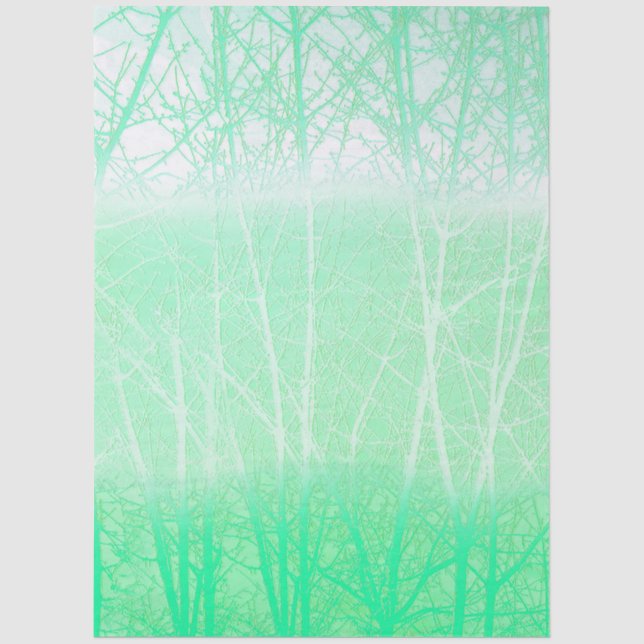 Frosty Misty Branches Mint Green Tissue Paper (Front)