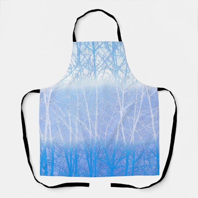Frosty MIsty Trees Baby Blue Apron (Front)