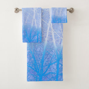 Frosty MIsty Trees Baby Blue Bath Towel Set