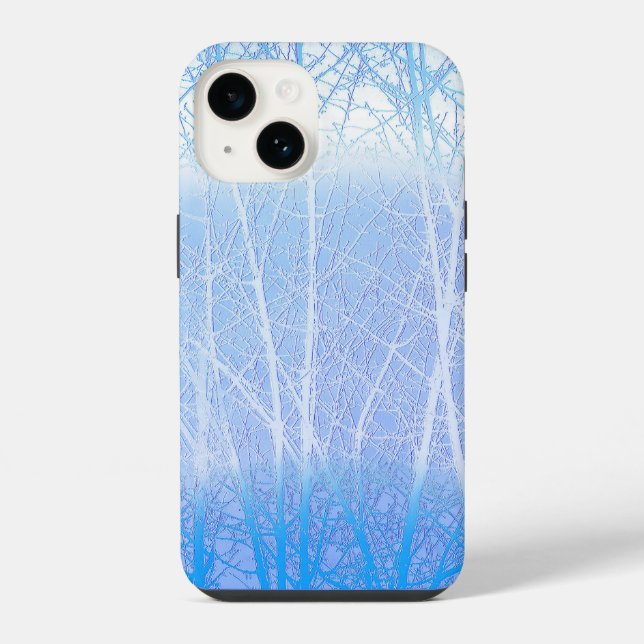 Frosty MIsty Trees Baby Blue iPhone Case (Back)