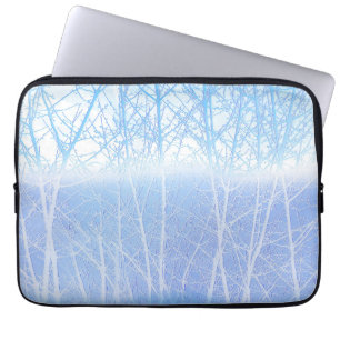 Frosty MIsty Trees Baby Blue Laptop Sleeve