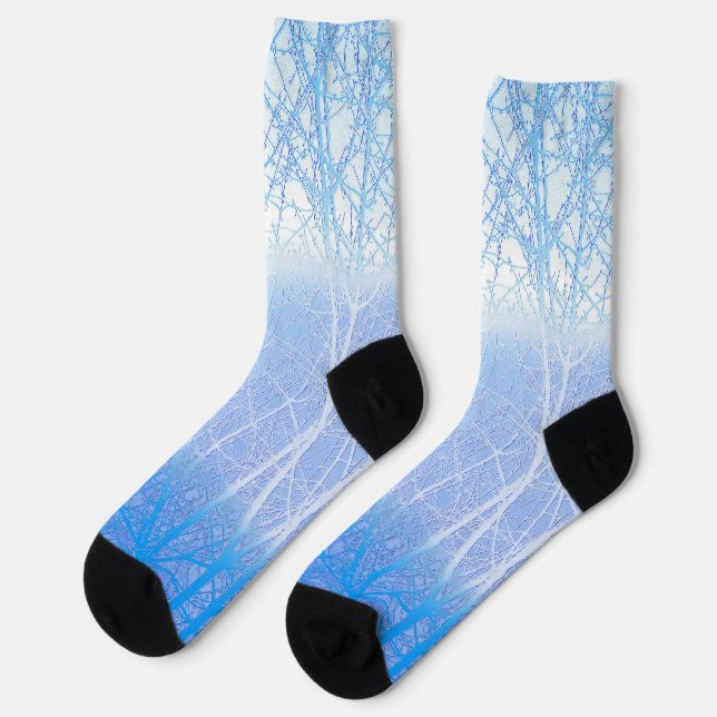 Frosty MIsty Trees Baby Blue Socks (Left)