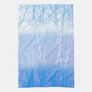 Frosty MIsty Trees Baby Blue Tea Towel
