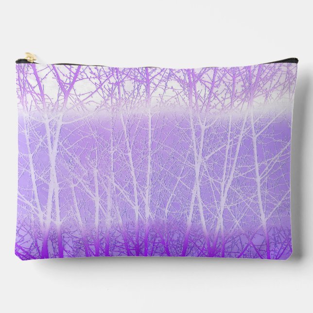 Frosty Misty Trees in Lilac Lavender Accessory Pouch (Front)