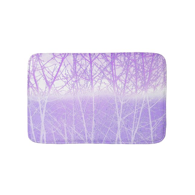 Frosty Misty Trees in Lilac Lavender Bath Mat (Front)
