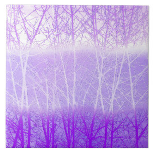 Frosty Misty Trees in Lilac Lavender Ceramic Tile