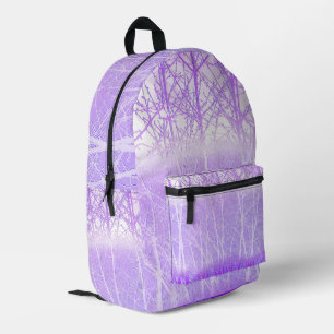 Frosty Misty Trees in Lilac Lavender Printed Backpack