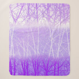 Frosty Misty Trees in Lilac Lavender Sherpa Blanket