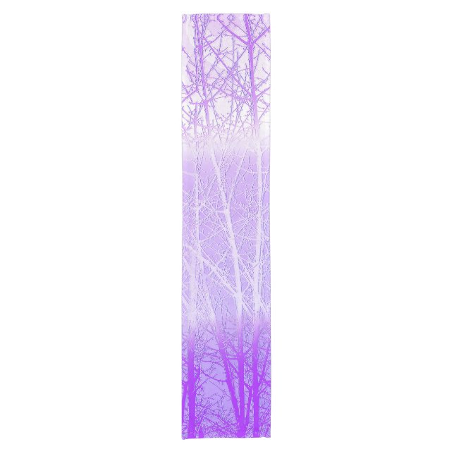 Frosty Misty Trees in Lilac Lavender Short Table Runner (Front)