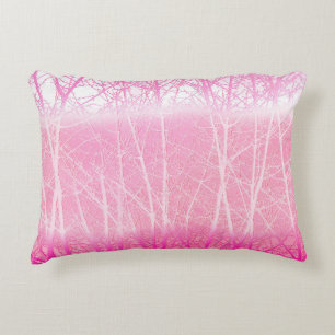 Frosty Misty Trees in Peach and Pink Decorative Cushion