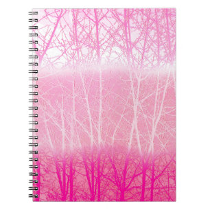 Frosty Misty Trees in Peach and Pink Notebook