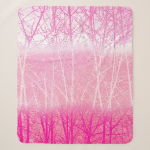 Frosty Misty Trees in Peach and Pink Sherpa Blanket